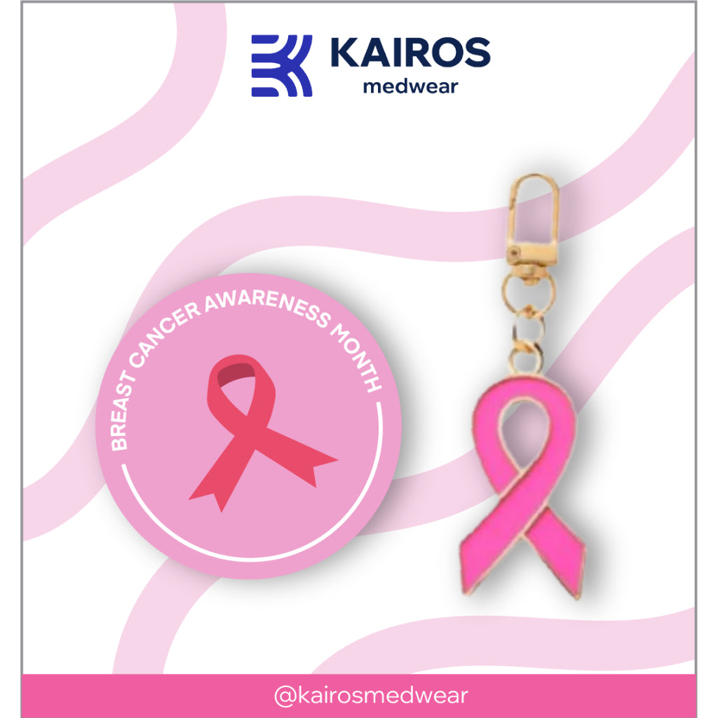 Pink Ribbon Keychain & Sticker Set- Breast Cancer Awareness