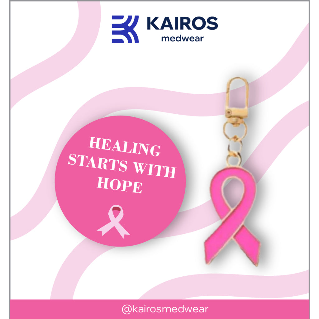 Pink Ribbon Keychain & Sticker Set- Breast Cancer Awareness