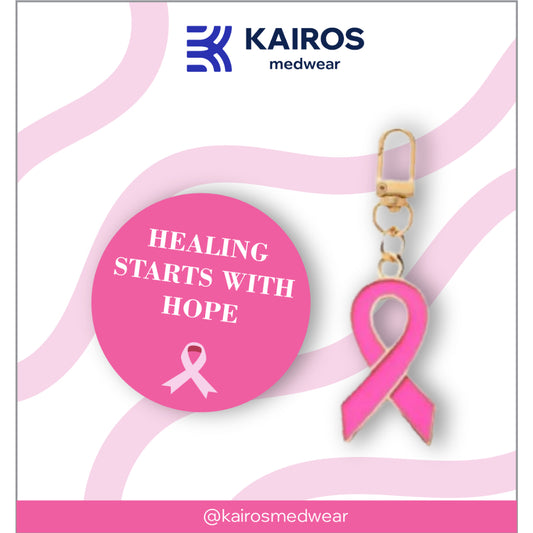 Pink Ribbon Keychain & Sticker Set- Breast Cancer Awareness